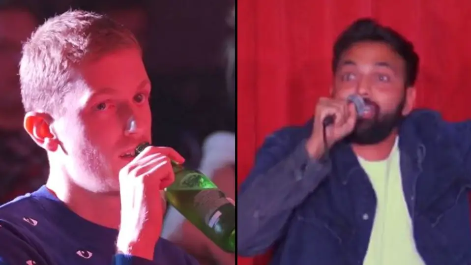 US comedians lose it with Brit looking extremely disinterested in the audience