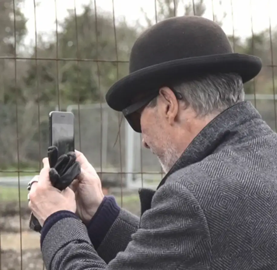 The man was spotted wearing a bowler hat.