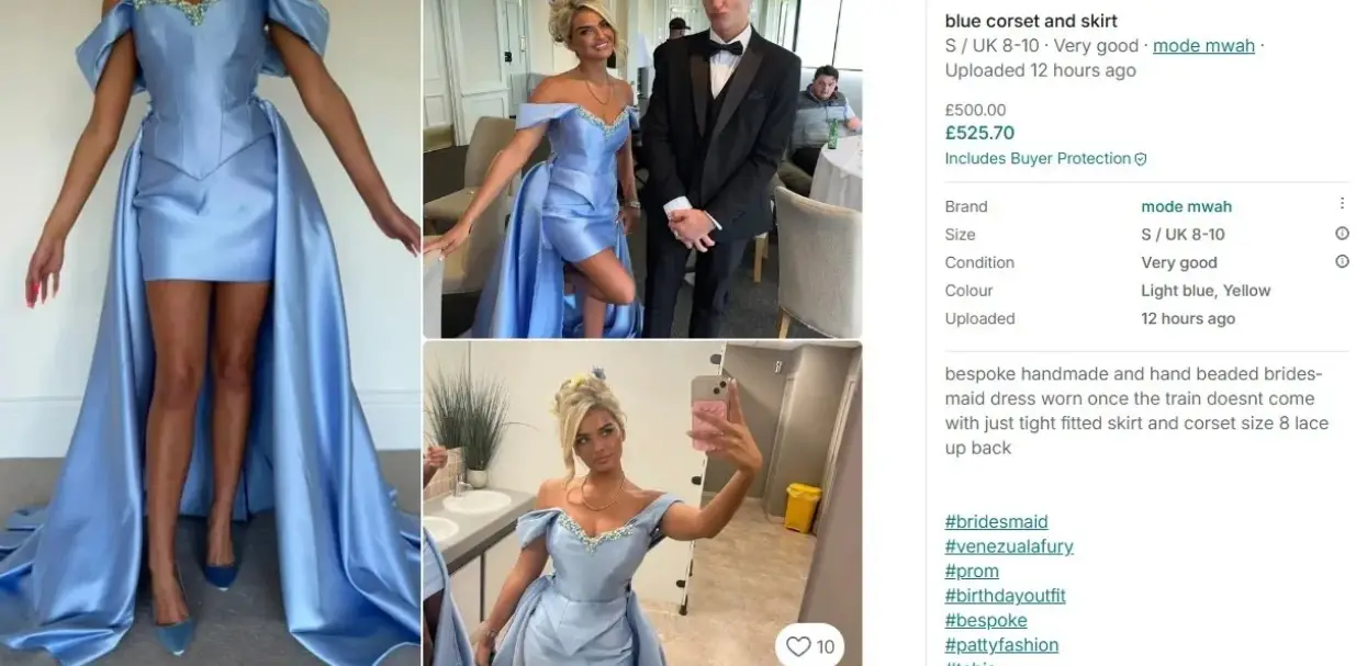 Libby Peat uploaded her bridesmaid's dress to Vinted days after Venezuela's wedding (Vinted)
