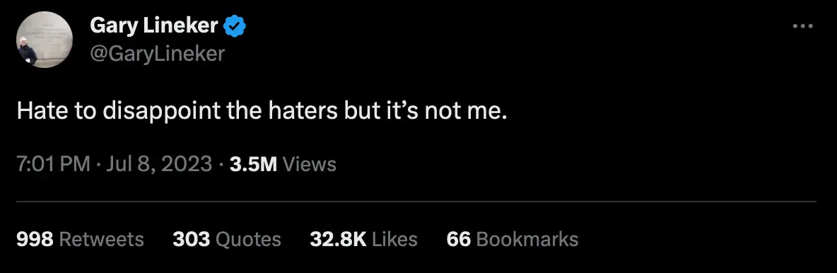 Gary Lineker took to Twitter to shut down any rumours.