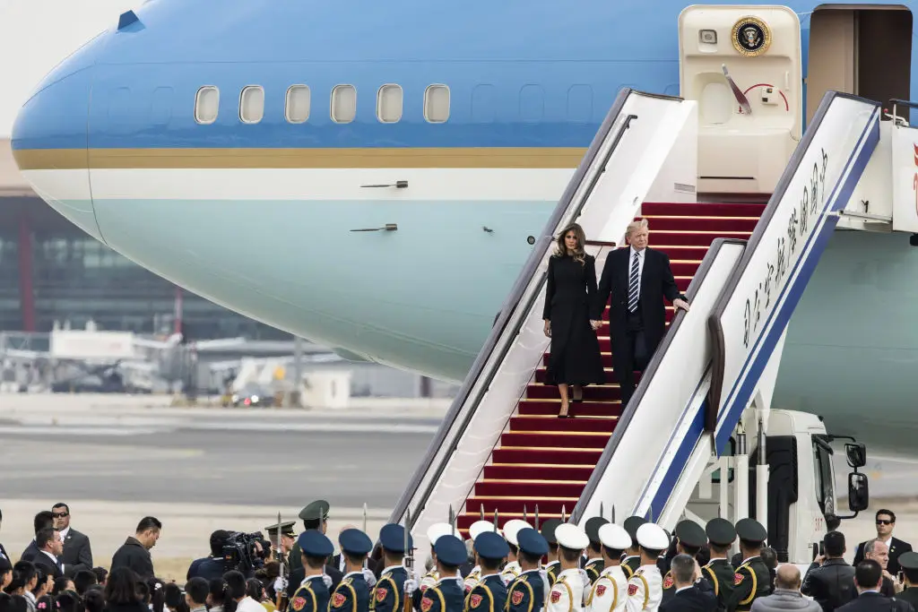 It was a much warmer welcome than the one Trump got in 2017, where Xi again didn't show up (Qilai Shen/Bloomberg via Getty Images)