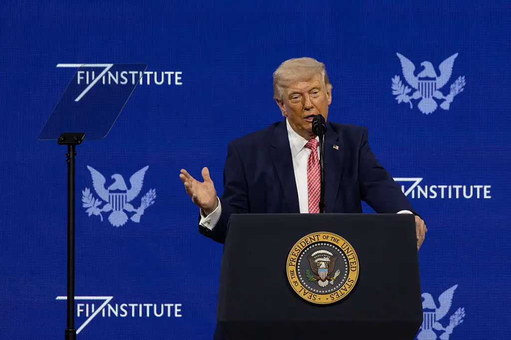 Donald Trump jokingly referred to the Strait of Hormuz as the 'Strait of Trump' (Zak Bennett/Bloomberg via Getty Images)