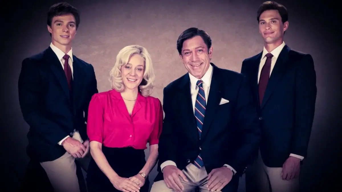 Nicholas Alexander Chavez, Chloë Sevigny, Javier Bardem and Cooper Koch as the Menendez family (Netflix)