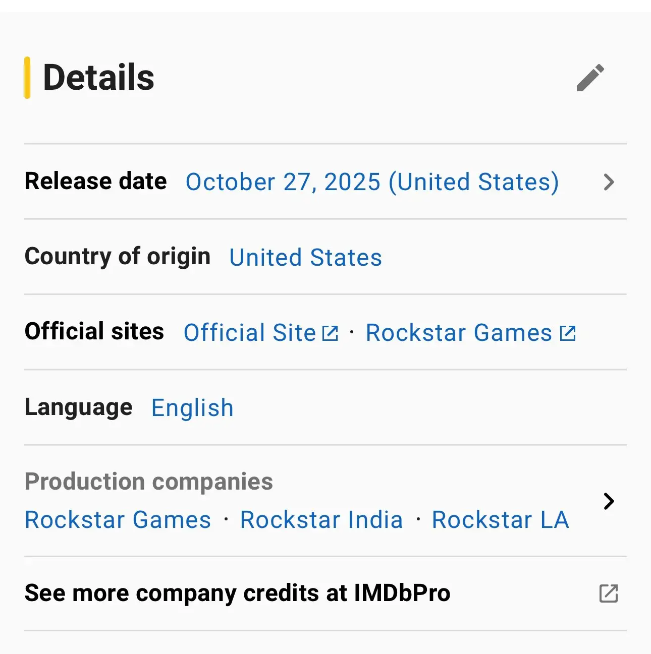 Is GTA 6 coming on 27 October, 2025? (IMDb)