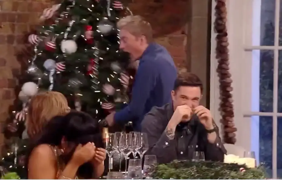 The comedian then took aim at the Christmas tree, much to the amusement of the Saturday Kitchen stars (BBC)