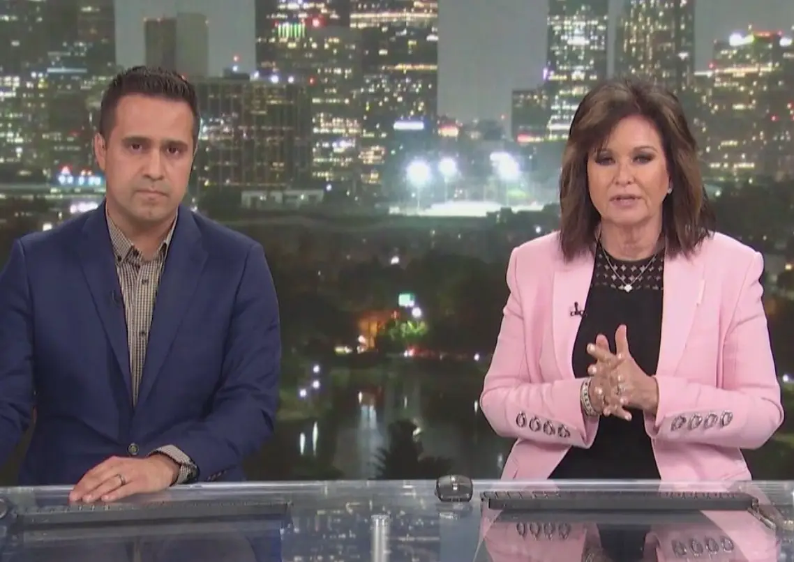 The news anchors had to break the tragic news live on air (KNBC)