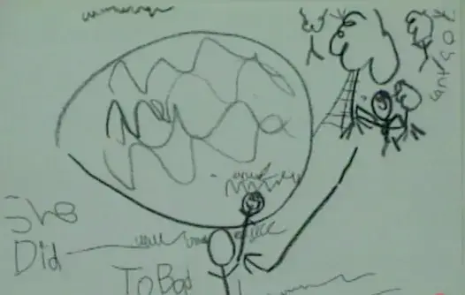 AJ Hutto's drawing, which was presented in court (Court TV)