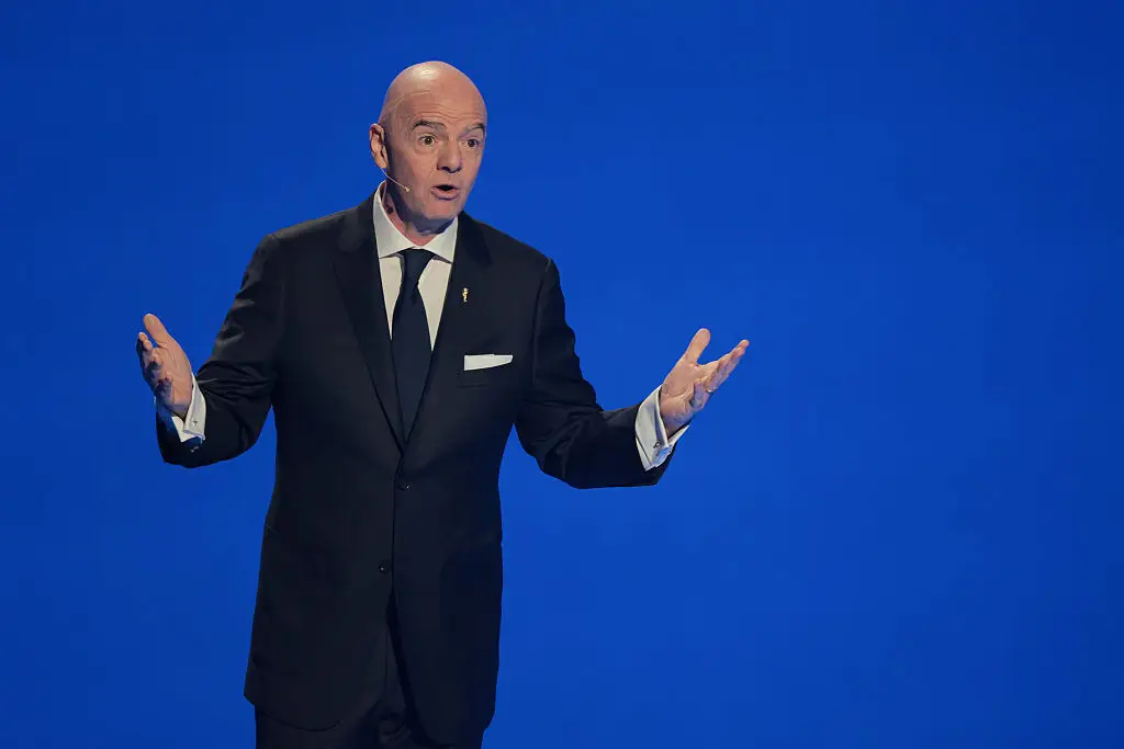 FIFA boss Gianni Infantino addressed the crowd at the group stage draw (Kevin Dietsch/Getty Images)