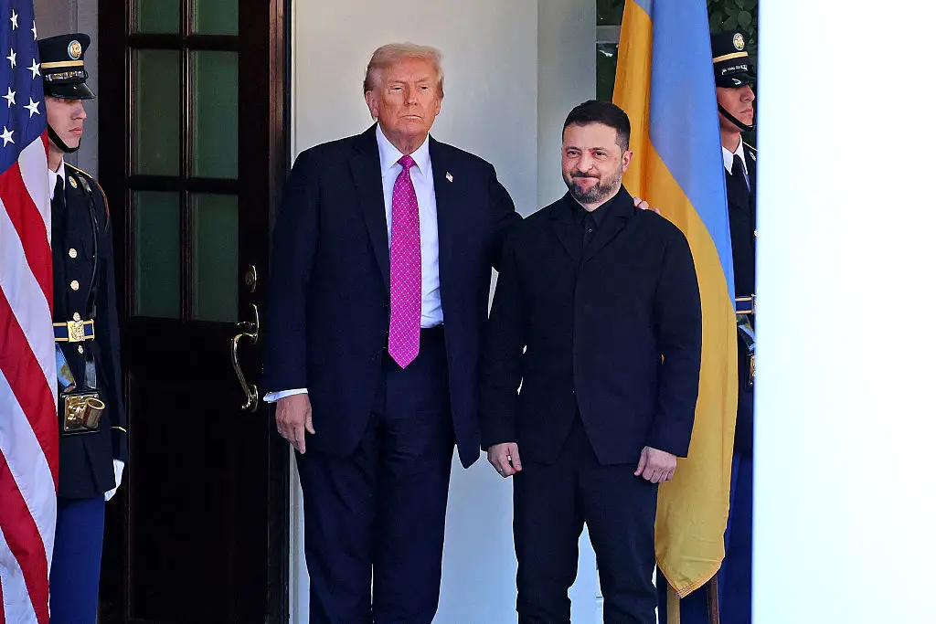 Volodymyr Zelenskyy and Donald Trump at the White House today (TOM BRENNER/AFP via Getty Images)