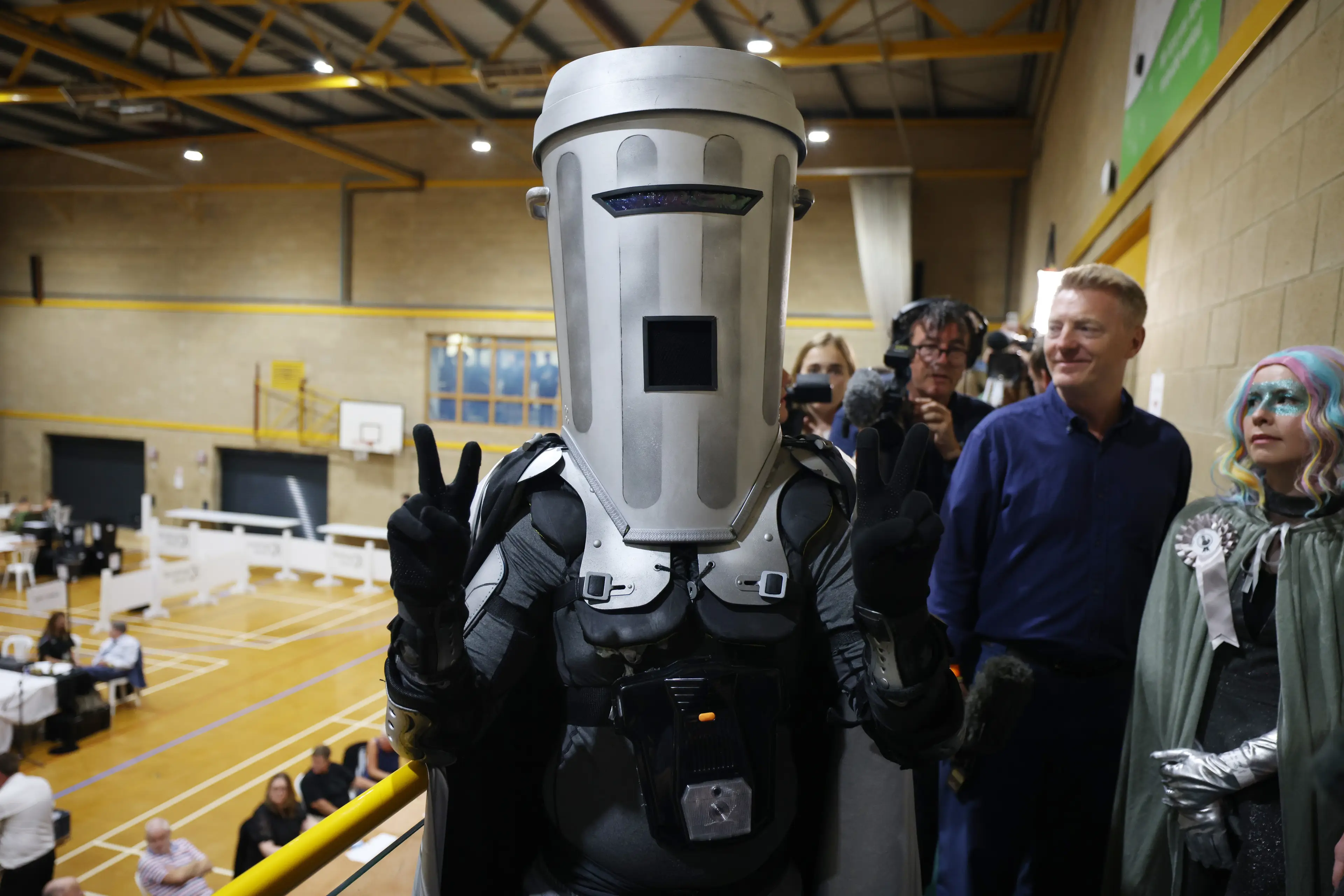 Count Binface won’t be representing the good folks of Clacton, but it looks like he had fun (Dan Kitwood/Getty Images)