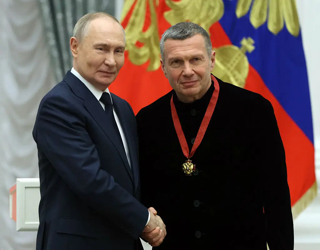 Russian propagandist Vladimir Solovyov wonders why they don't just bomb other countries that are helping Ukraine defend against their invasion (Contributor/Getty Images)
