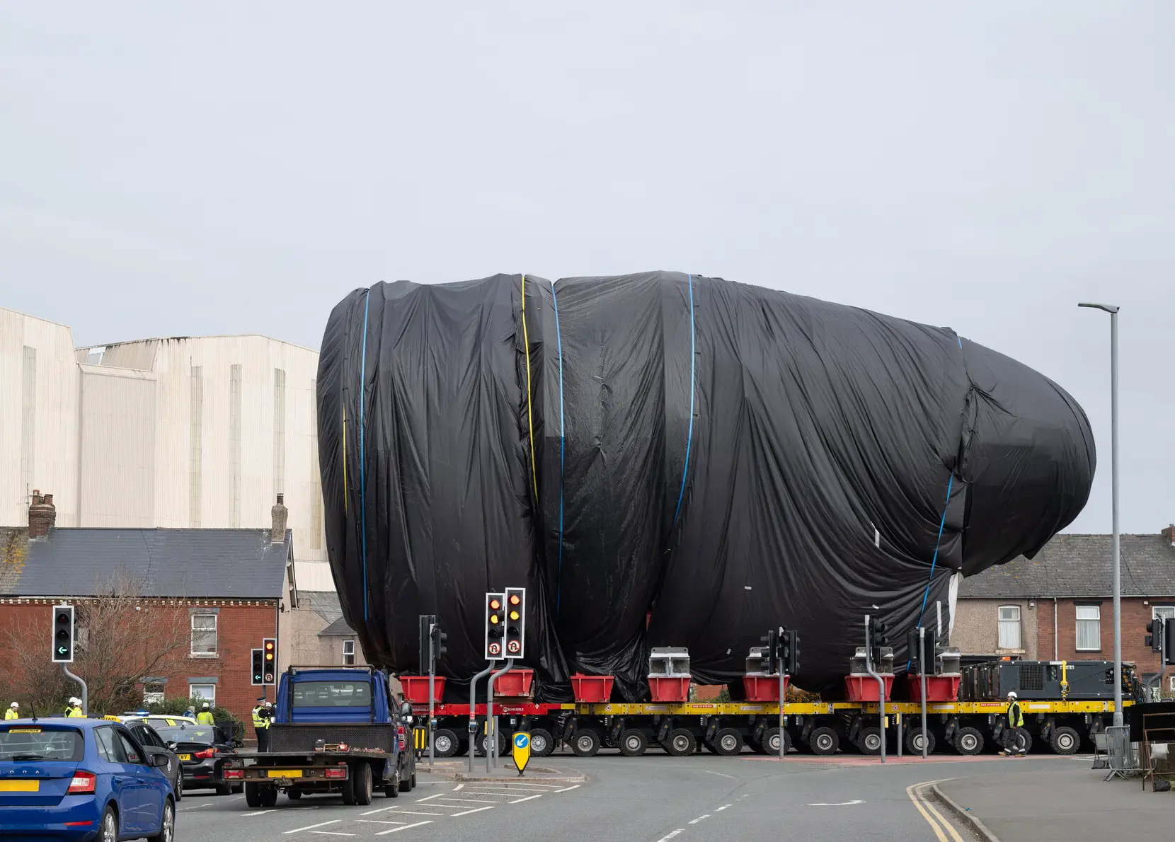 Traffic had to be stopped in Barrow, Cumbria as the Dreadnought submarine part was transported on the main roads (BAE Systems)