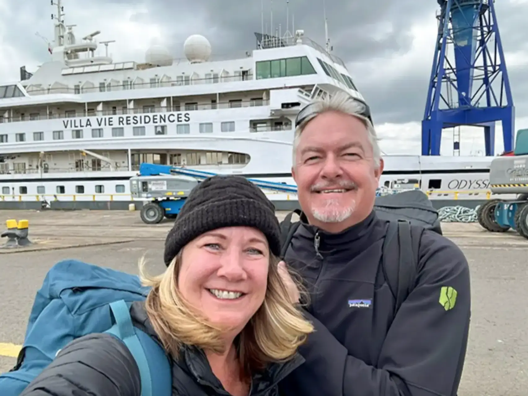 Lanette Canen and John Bodin have been showing off the ocean liner on social media, while taking trips around Europe during the delay to its launch (Lanette Canen)