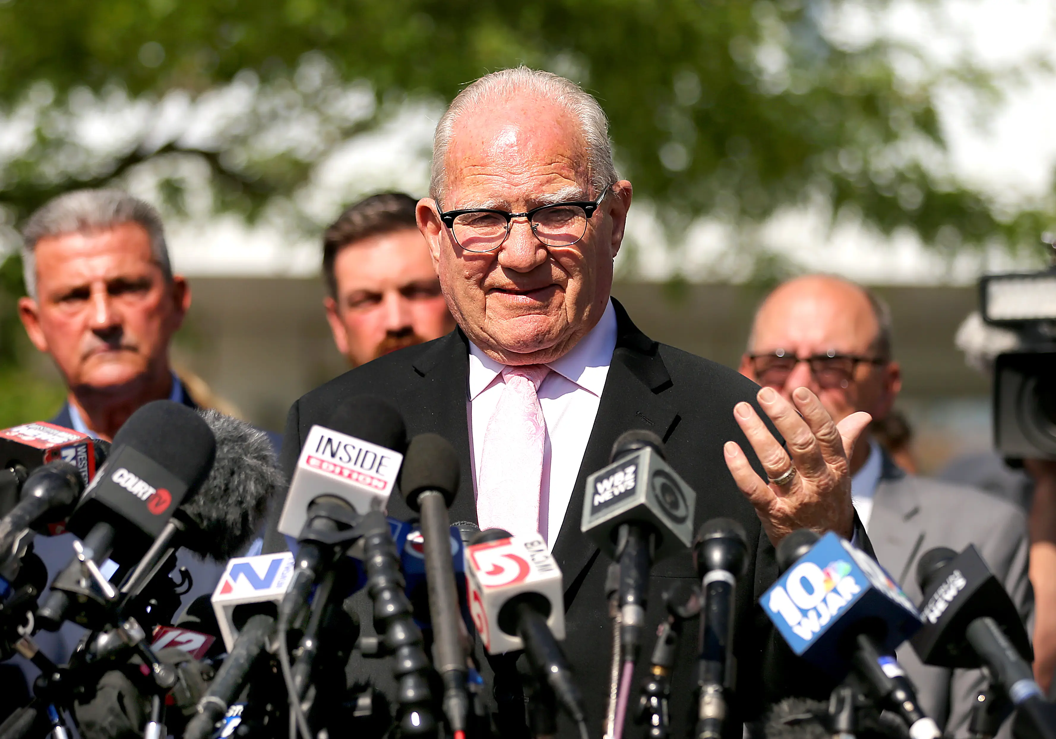 Clancy's lawyer, Kevin Reddington, speaking after the mistrial (John Tlumacki/The Boston Globe via Getty Images)