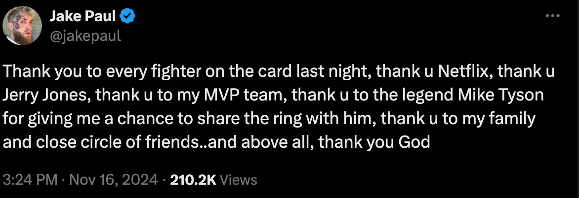 Jake Paul has now shared a public message to his opponent (X/@jakepaul)