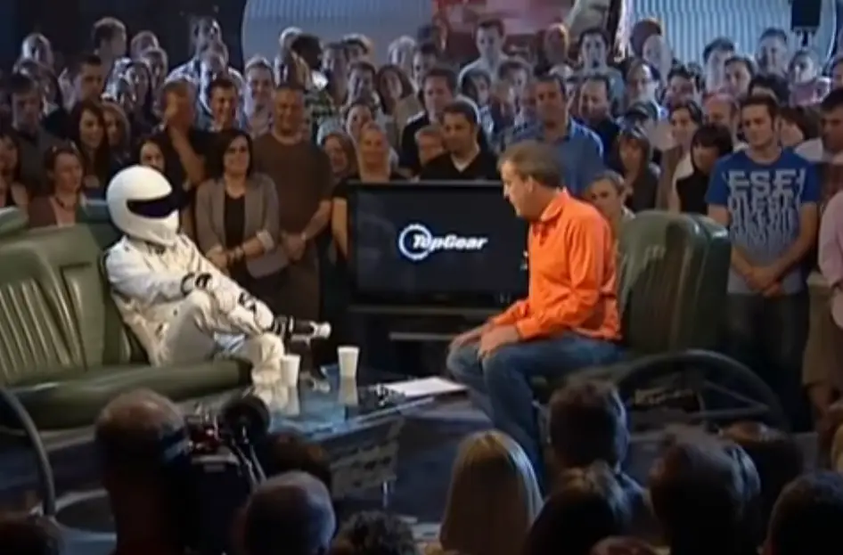 Moments before Schumacher was unmasked as The Stig (BBC)