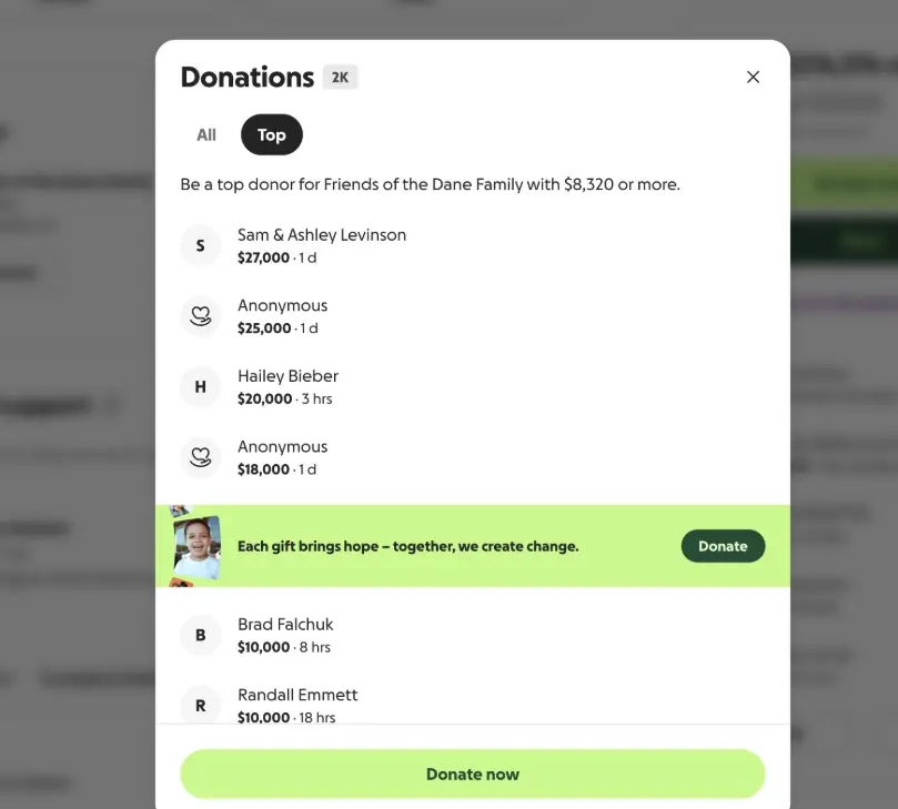 Hailey Bieber donated to Dane's GoFundMe pot (GoFundMe)