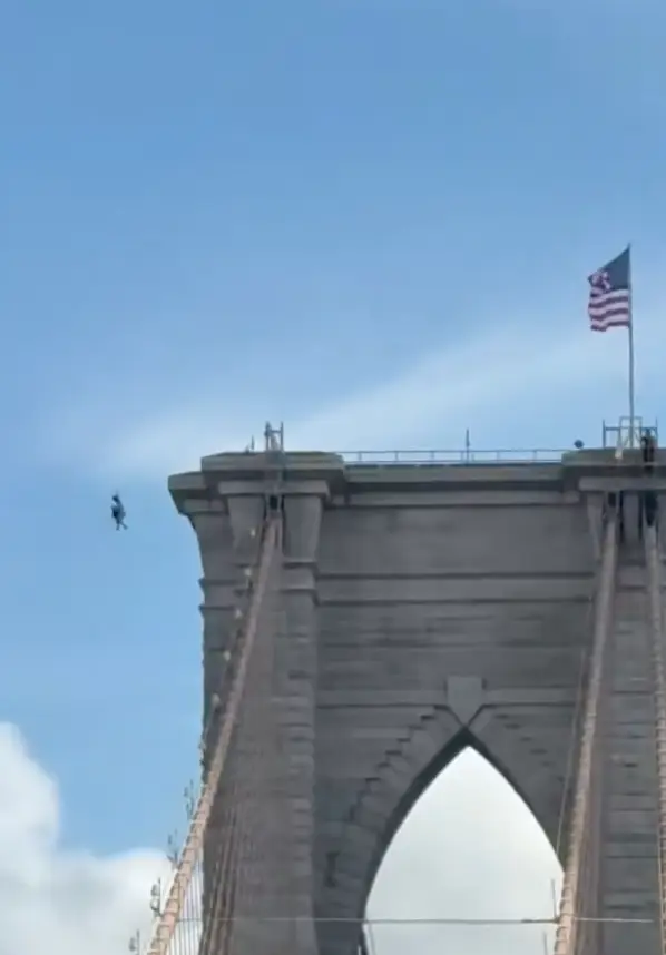 The man jumped off the bridge (X)
