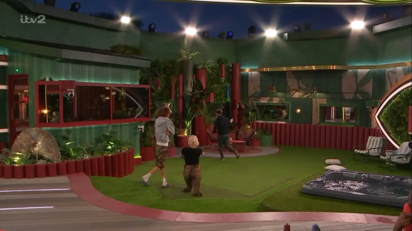 Tennis balls have been batted onto the set (ITV)