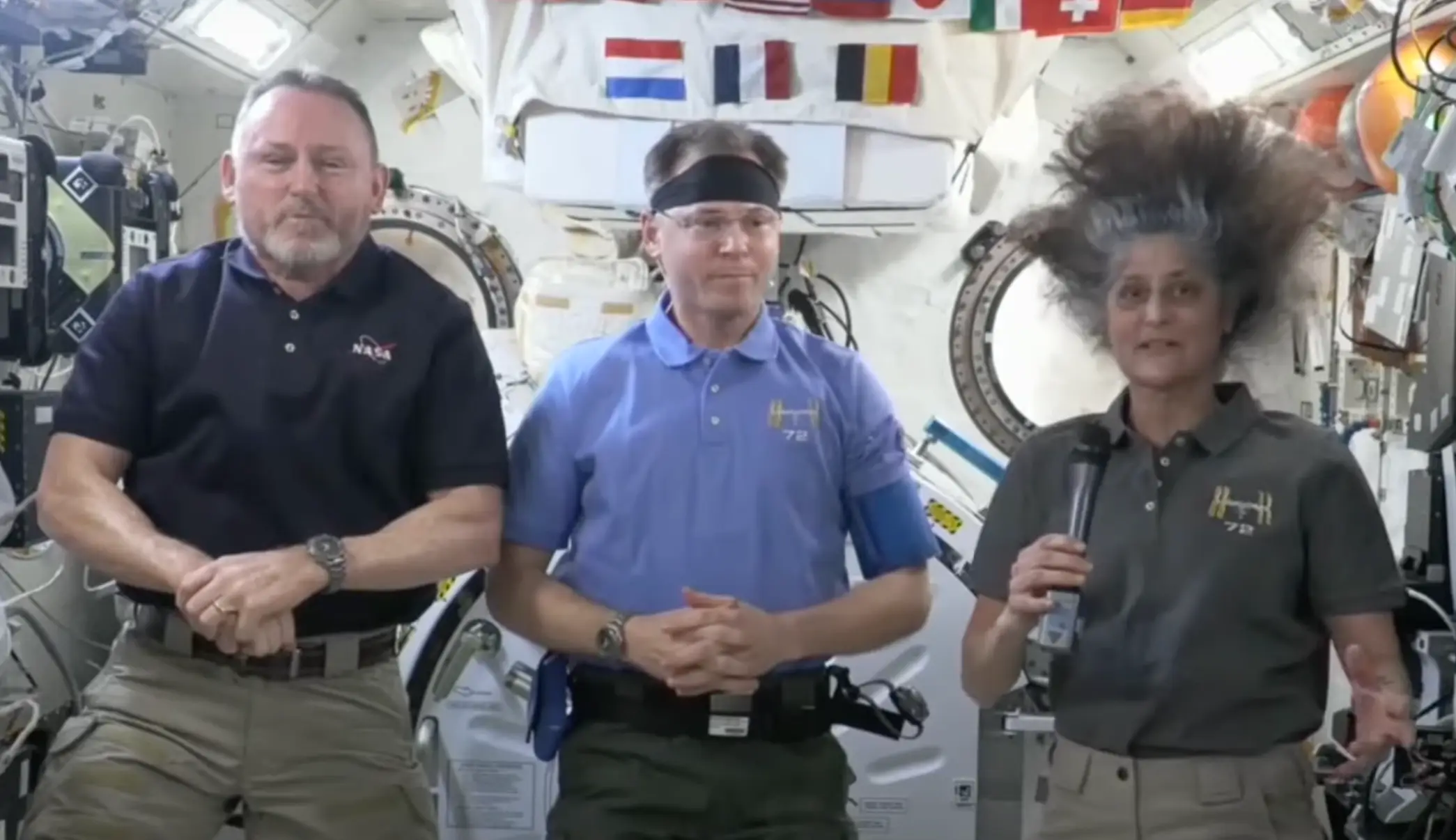 The astronauts previously carried out a press conference from the ISS (NASA)