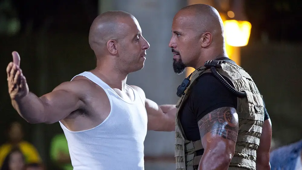 Johnson and Diesel in Fast 5.