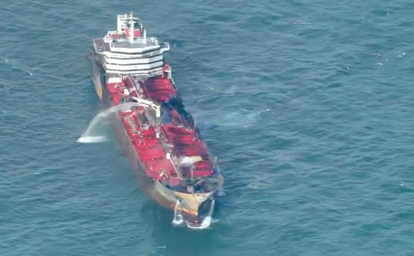 The oil tanker was anchored off the British coast when it was struck by the Solong (BBC News)