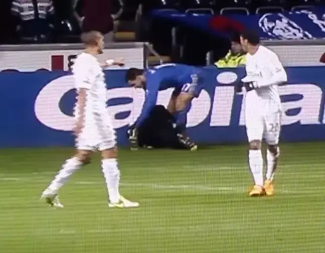 Back in 2013 ball-boy Charlie Morgan was on the receiving end of a kick from the Belgium star.