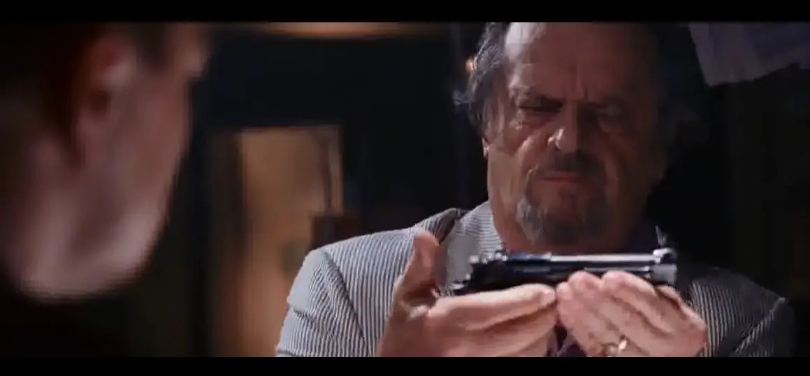 Jack Nicholson decided to pull out a gun in the scene.