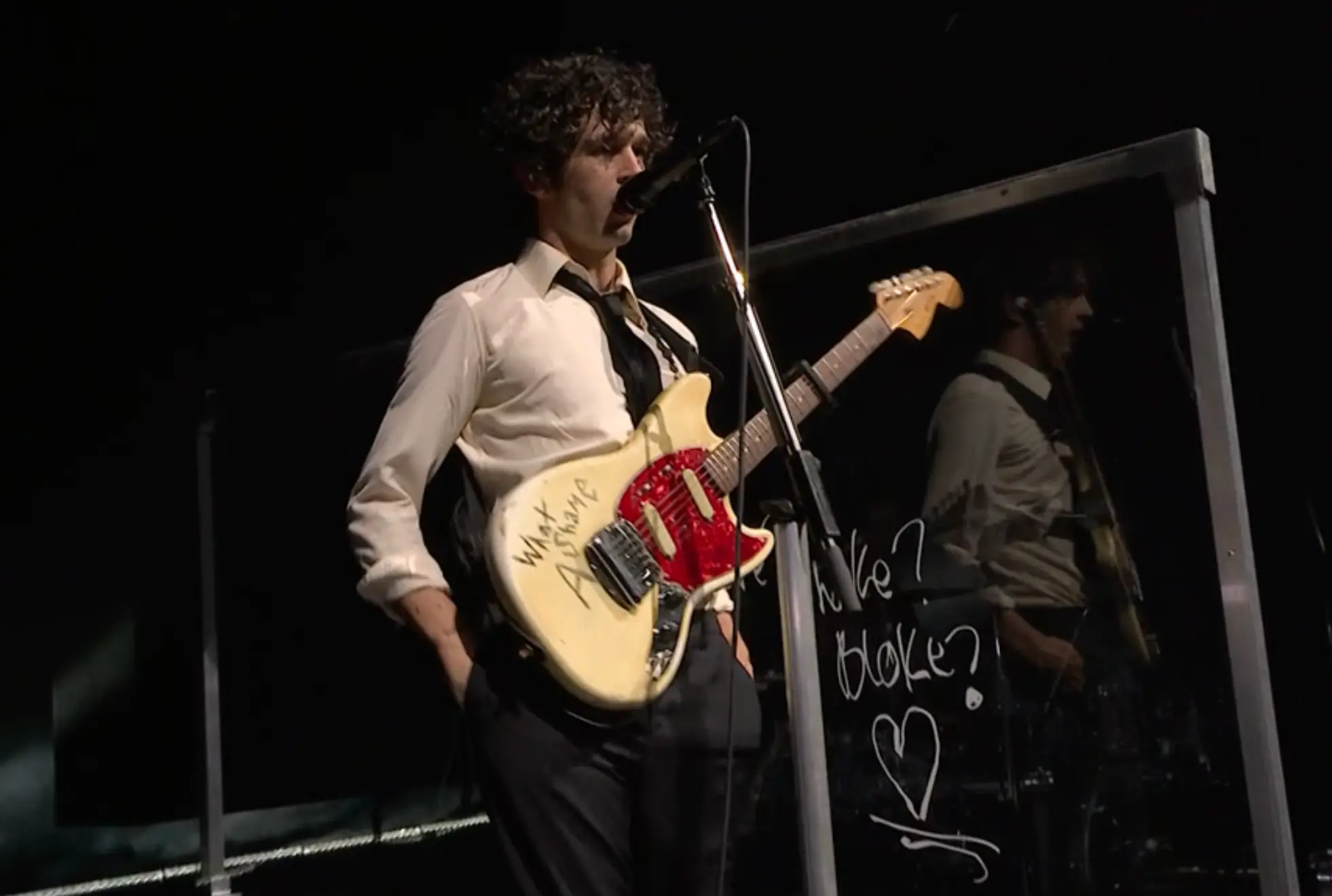 Healy scrawled the words 'what a shame' on his beloved instrument (BBC)