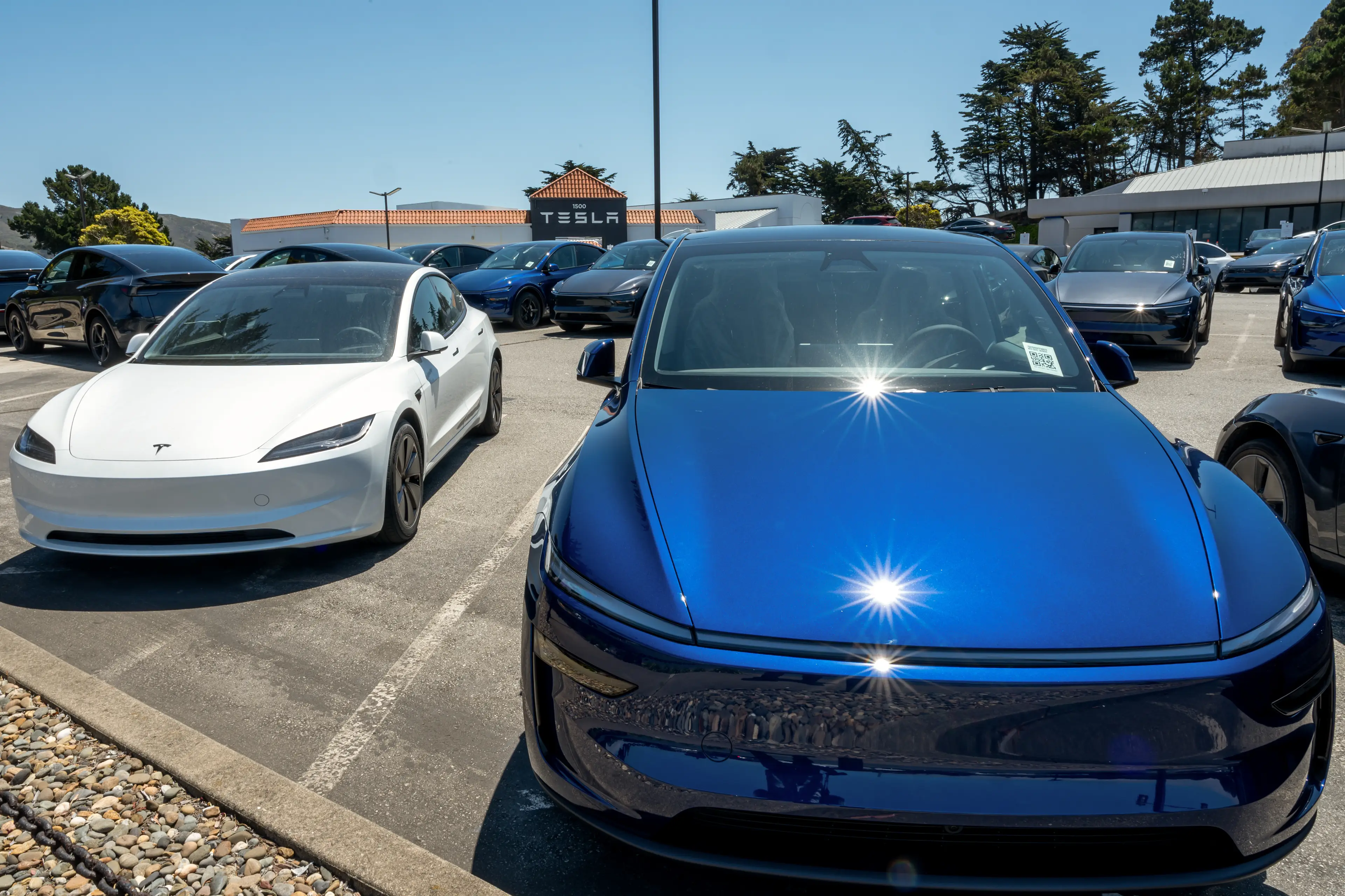The Tesla Model 3 and Model Y lose their value pretty quickly (David Paul Morris/Bloomberg via Getty Images)