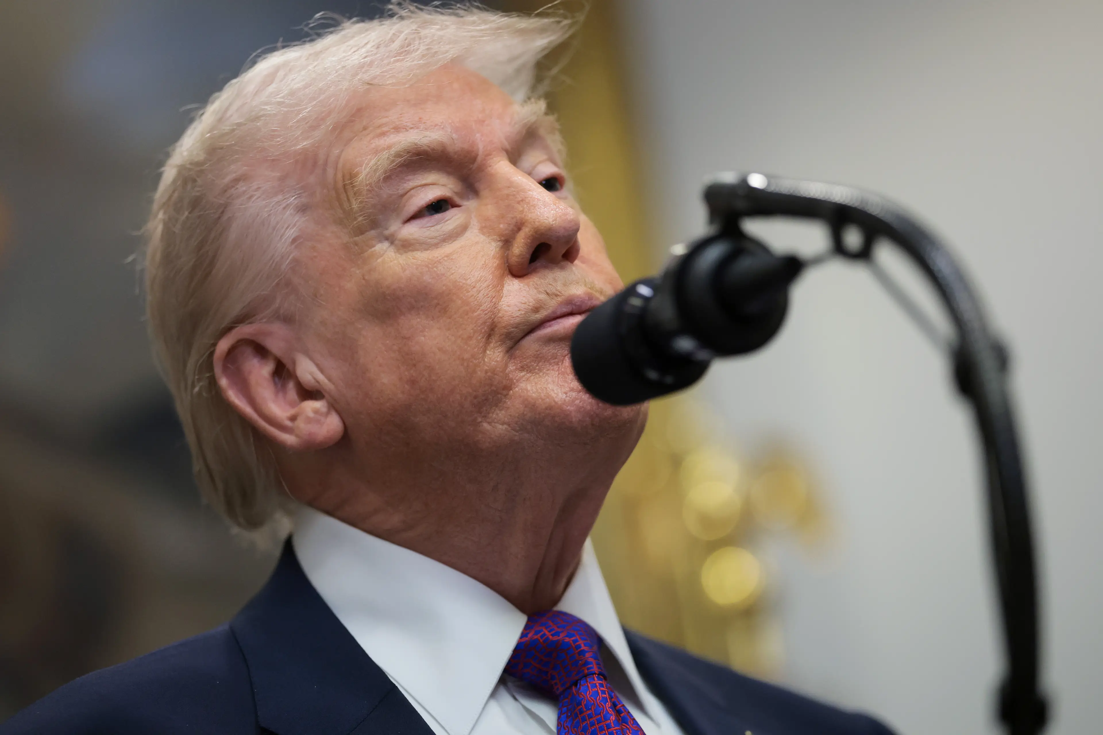 Trump, pictured at the White House on Thursday, previously refused to apologise for the post (Anna Moneymaker/Getty Images)