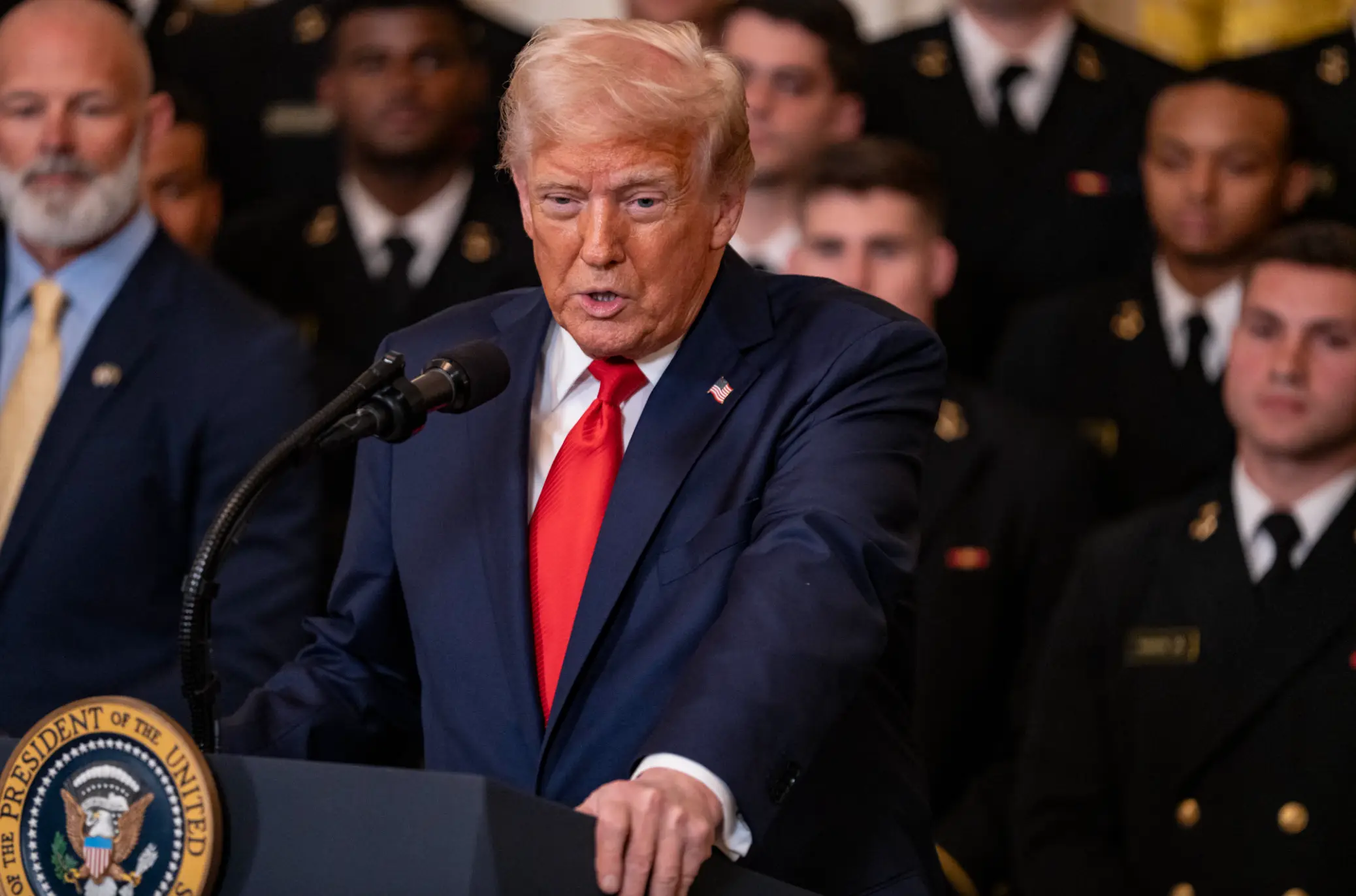 The President's bruise was noticeable earlier this week (ANDREW THOMAS/Middle East Images/AFP via Getty Images)