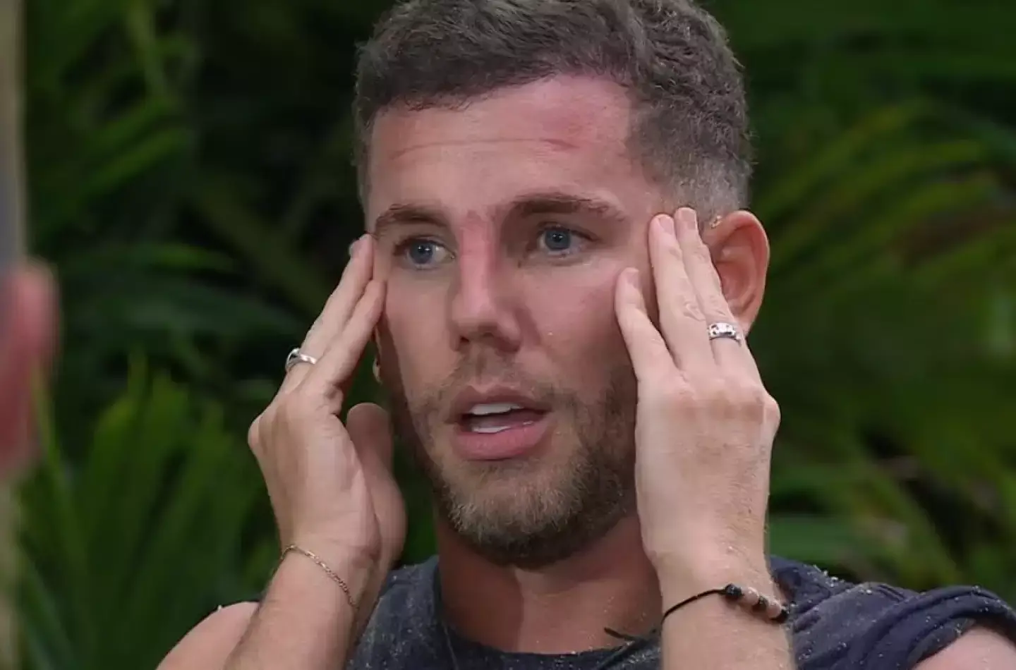 Dean McCullough appears to have smuggled tea bags into the jungle. (ITV)