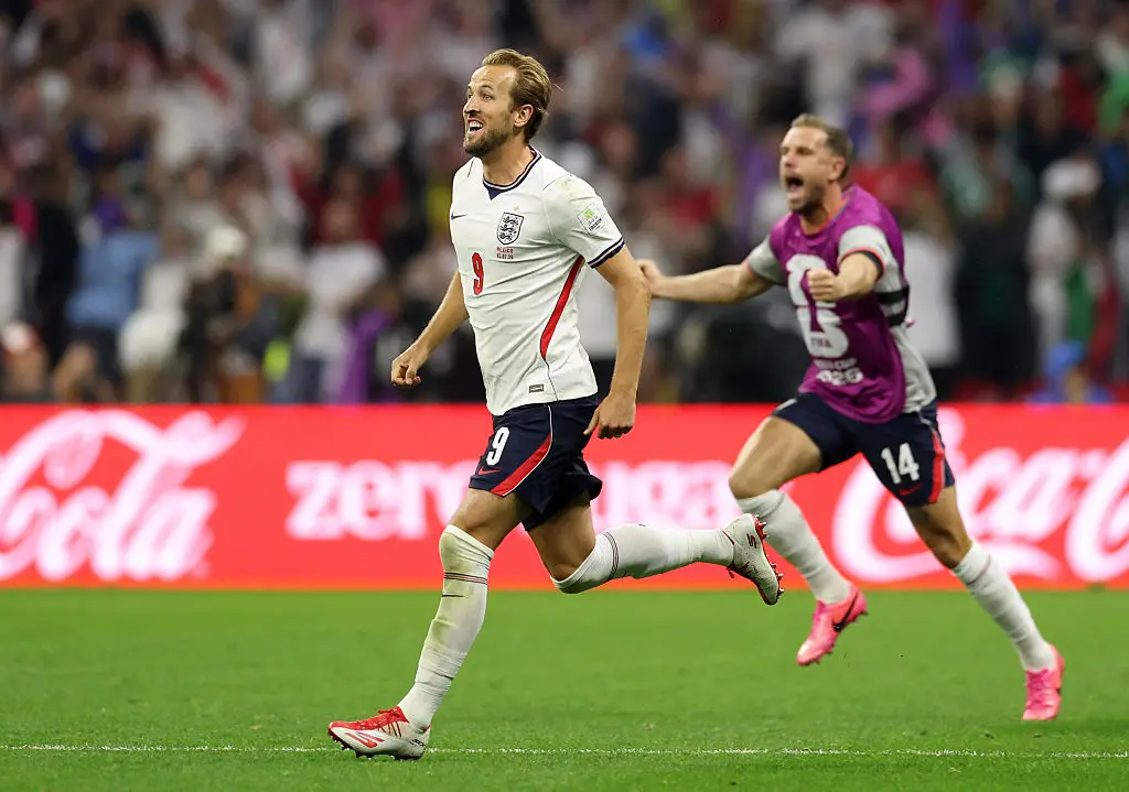 Jordan Henderson celebrating with Harry Kane after the historic win (Michael Steele/Getty Images)