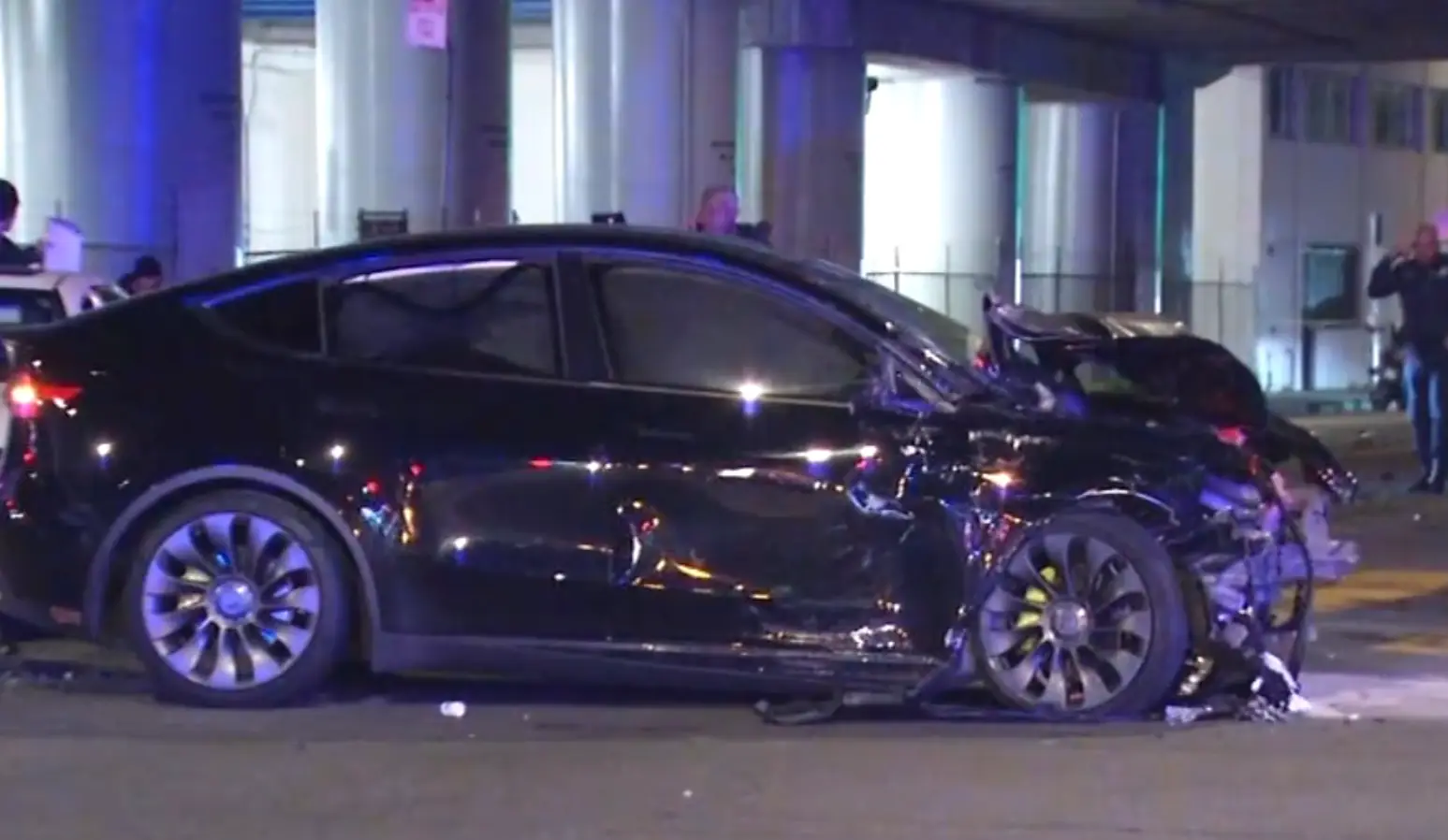 Police have arrested the driver of a black Tesla. (ABC)