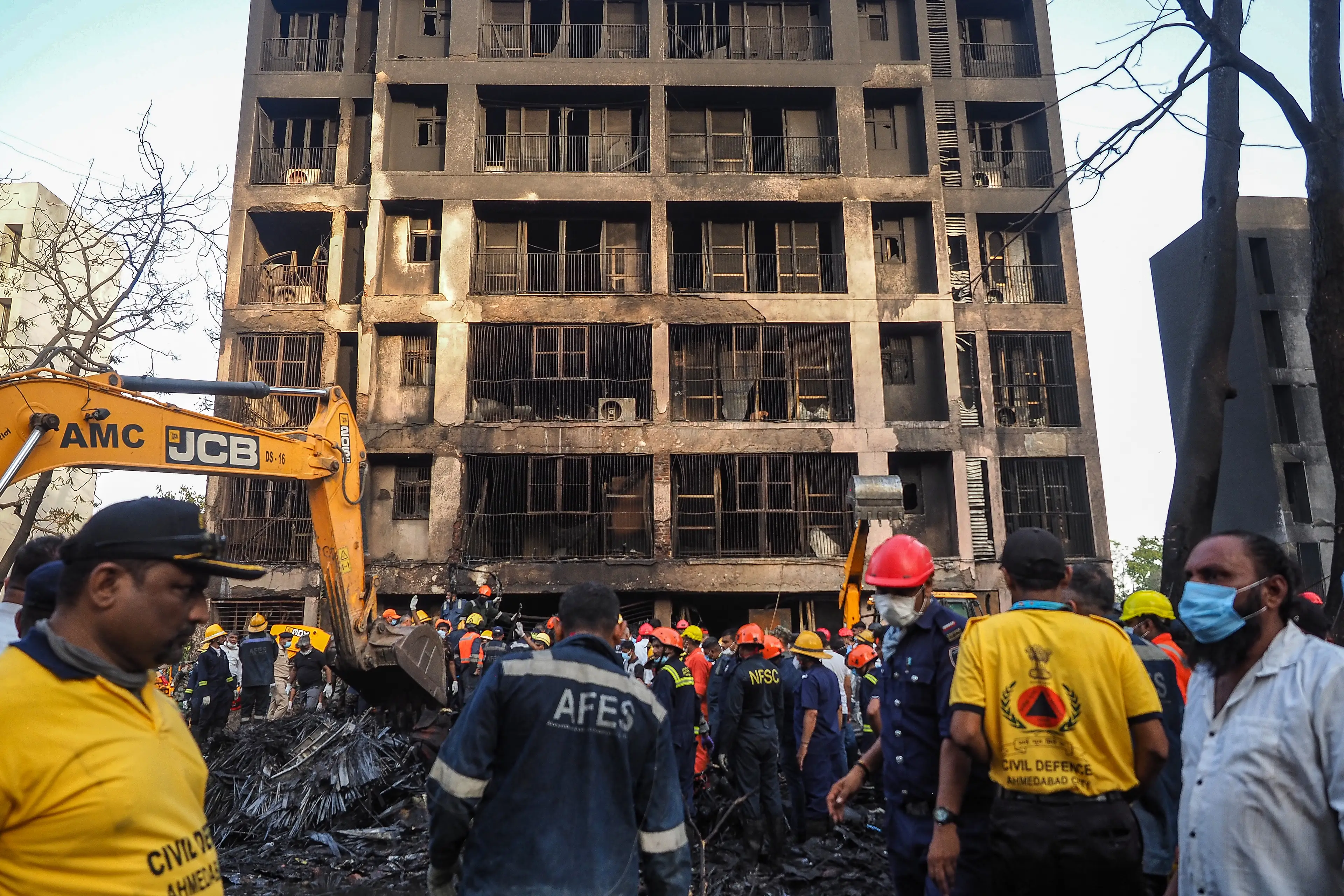 The plane crashed in a residential area. (SAM PANTHAKY/AFP via Getty Images)