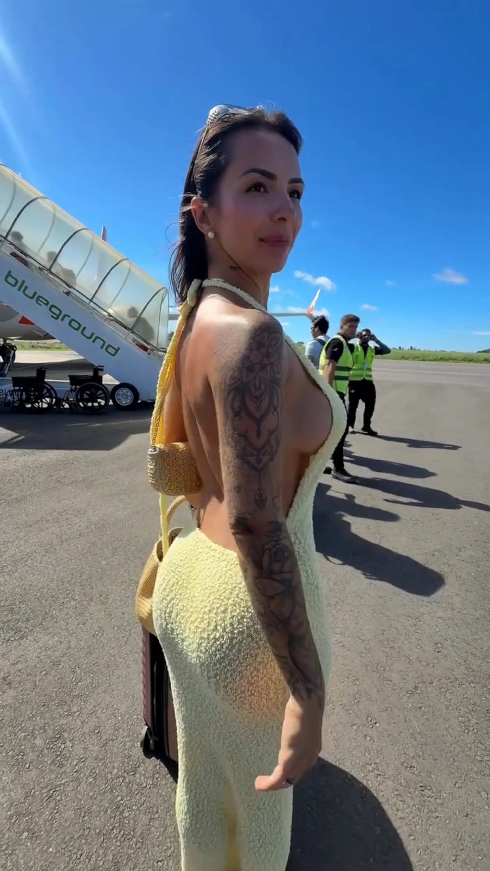She was told another passenger was 'allegedly uncomfortable' with what she was wearing, and she felt it was 'very embarrassing' (@karolrosalin/CO Press/Newsflash/NX)