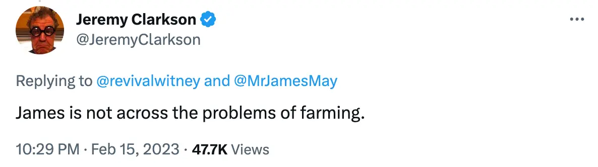 Clarkson told his Grand Tour co-host to 'f**k off'.