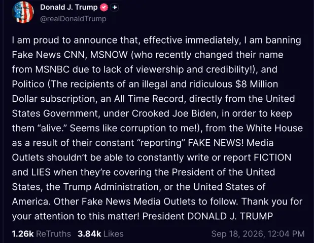The announcement was made on Truth Social (Truth Social)