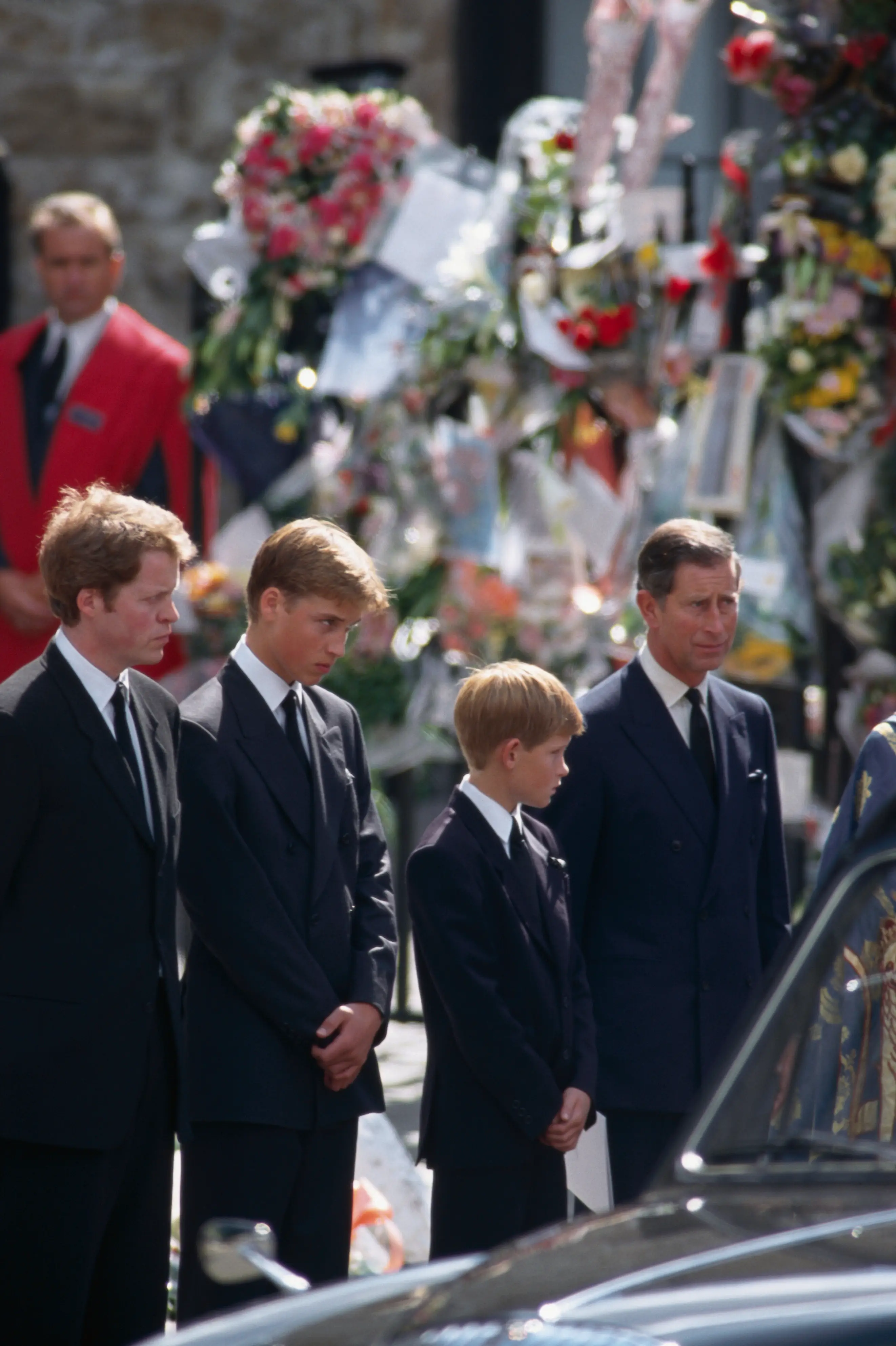 Princes Harry and William walked behind their mother's coffin with their father, their grandfather Prince Philip, and their maternal uncle The Earl Spencer (Peter Turnley/Corbis/VCG via Getty Images)