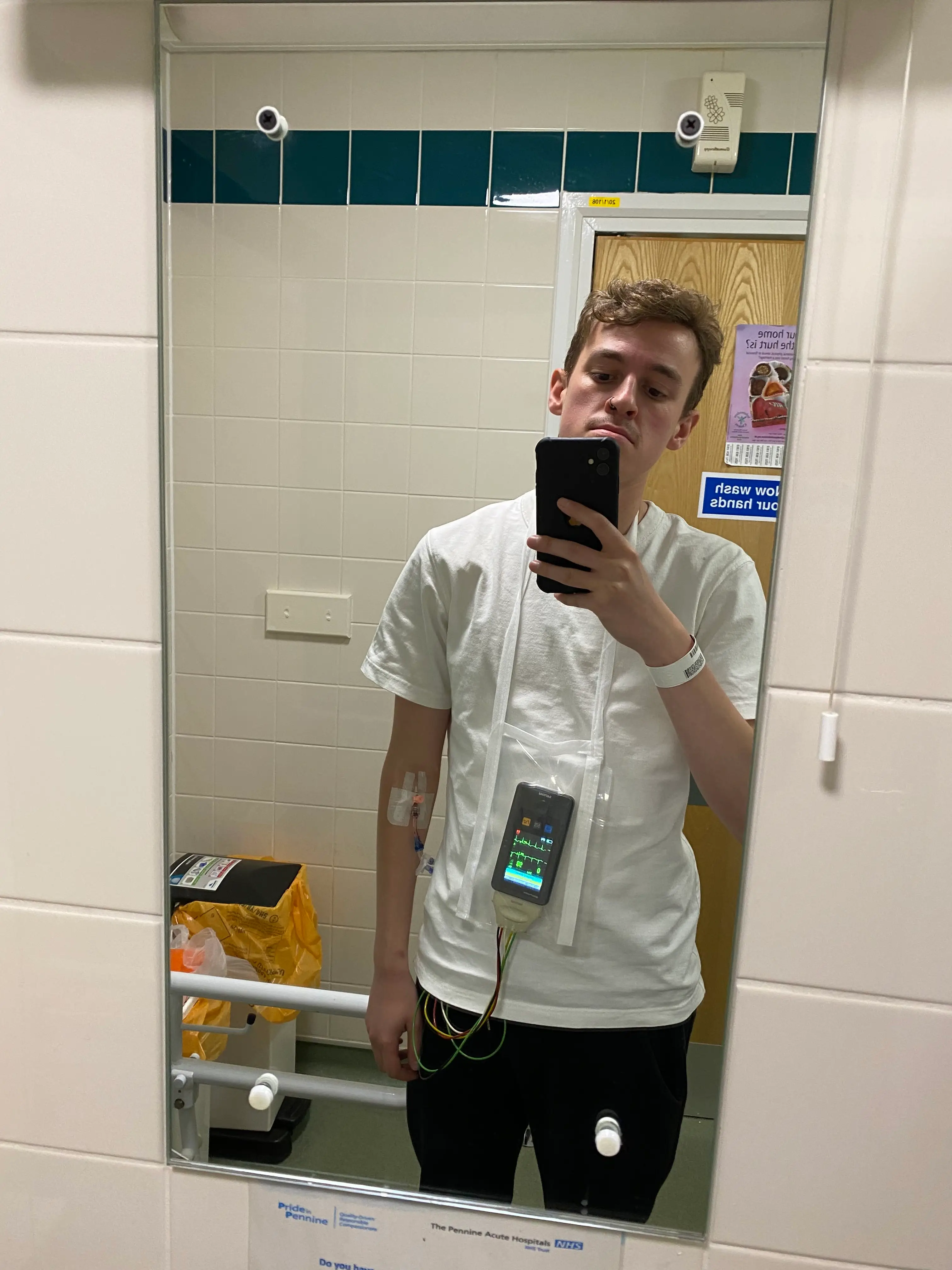 Walking around with a heart monitor in hospital (Supplied)