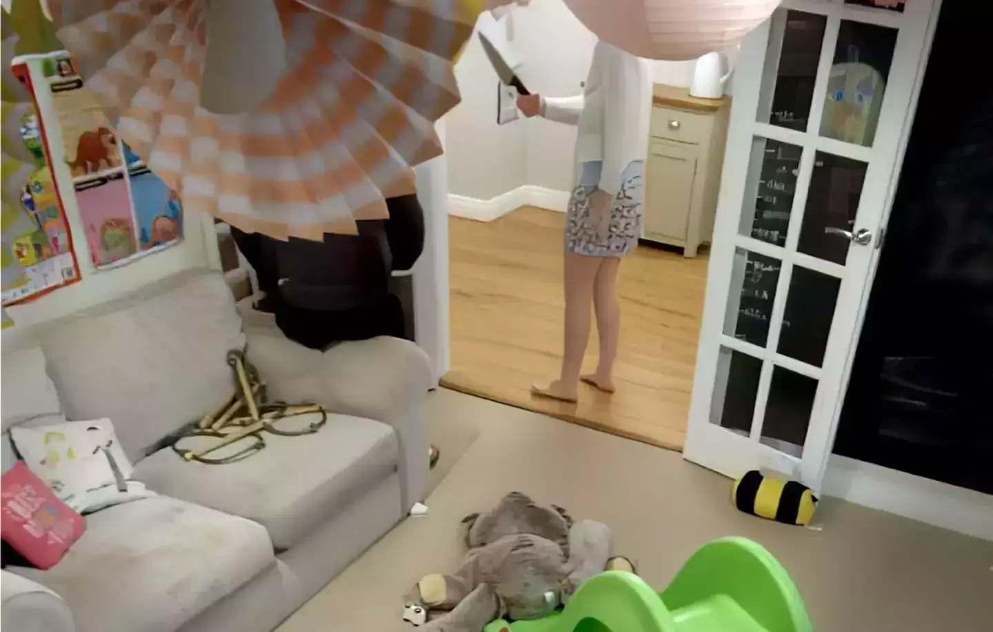 Footage captured included Sheree brandishing a knife and threatening Richard (Channel 5)