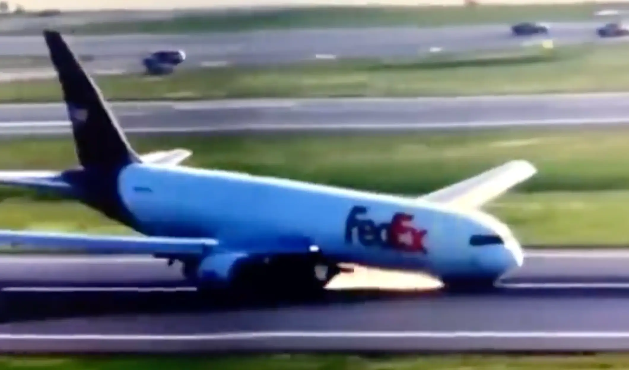 The plane's nose dragged along the tarmac. (IGA Istanbul Airport)