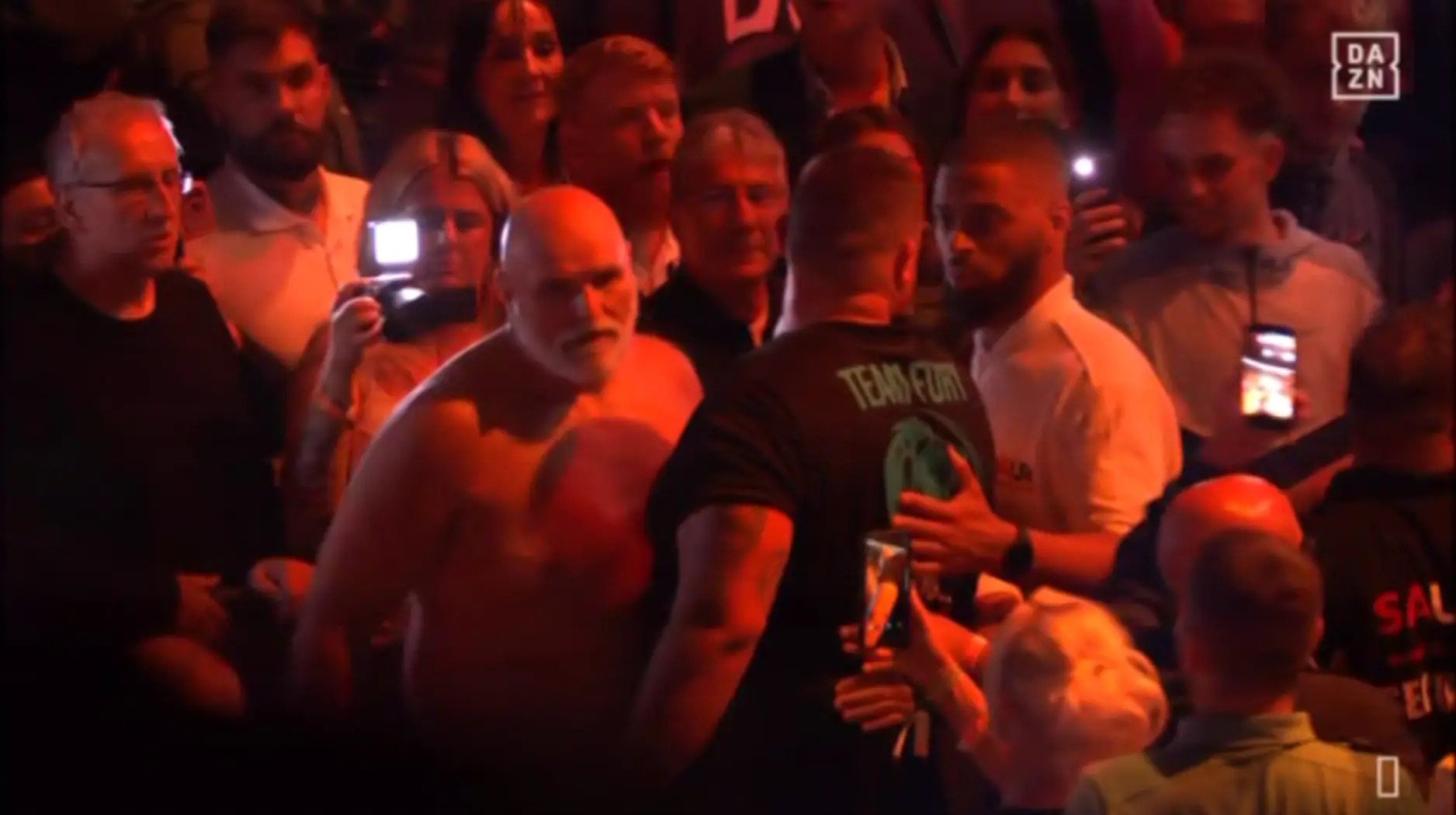 John Fury took his shirt off for some reason (DAZN)