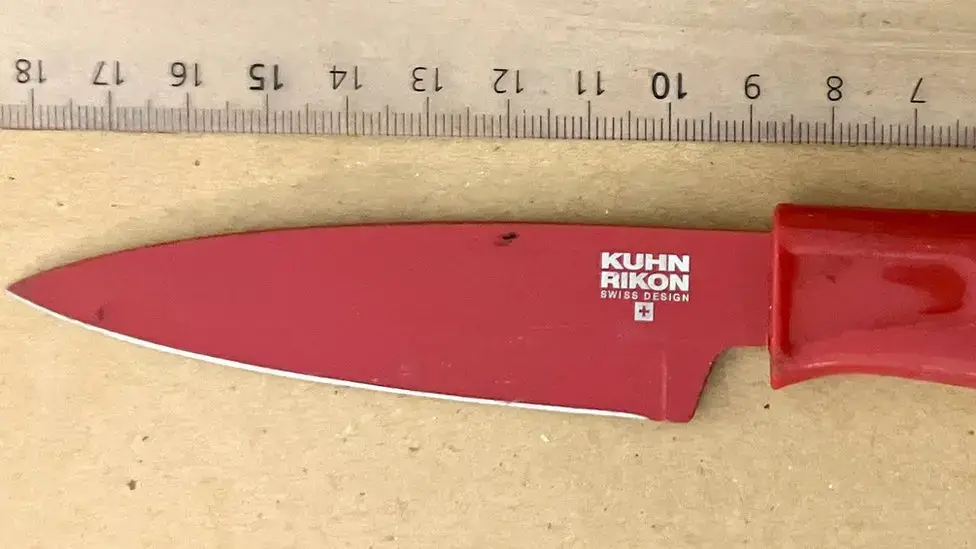 An accomplice used this kitchen knife to mutilate Gustavson. (Met Police)