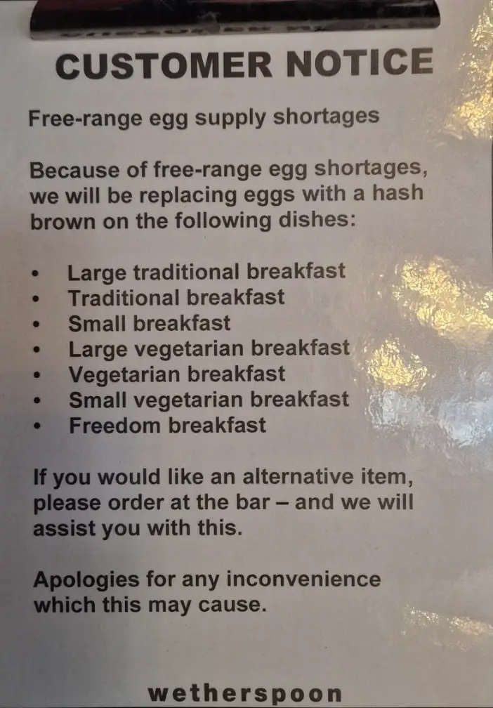Wetherspoons apologised for the inconvenience (X)