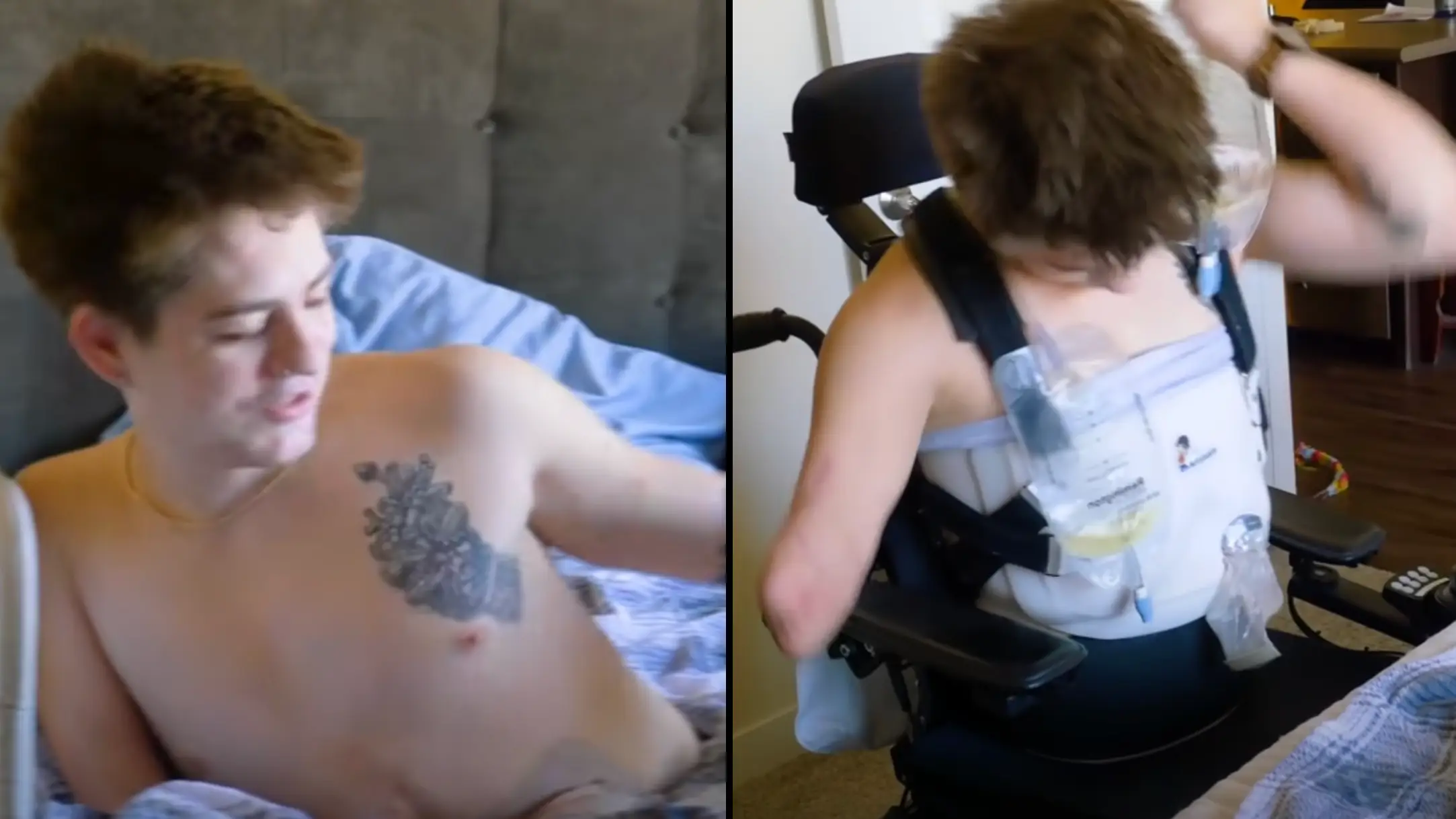 Man who had body cut in half by a forklift shows incredible challenge he faces every morning