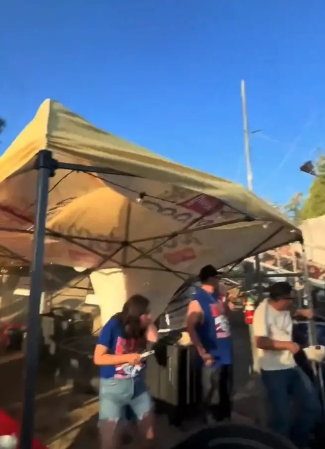 Organisers of the event said Ross was doing well despite smashing into the tent (X)