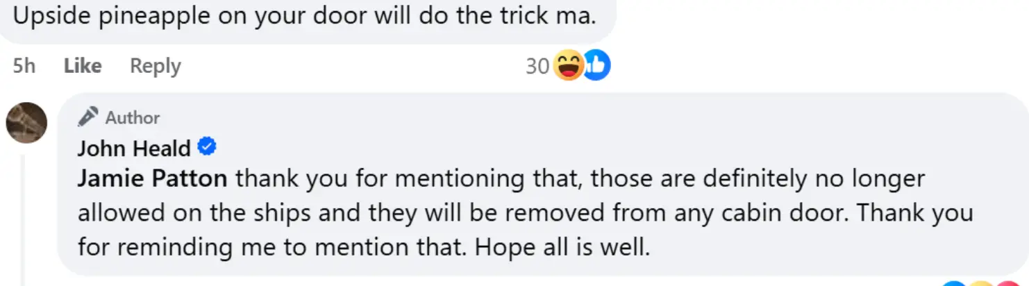 John Heald confirming the ban (Facebook)