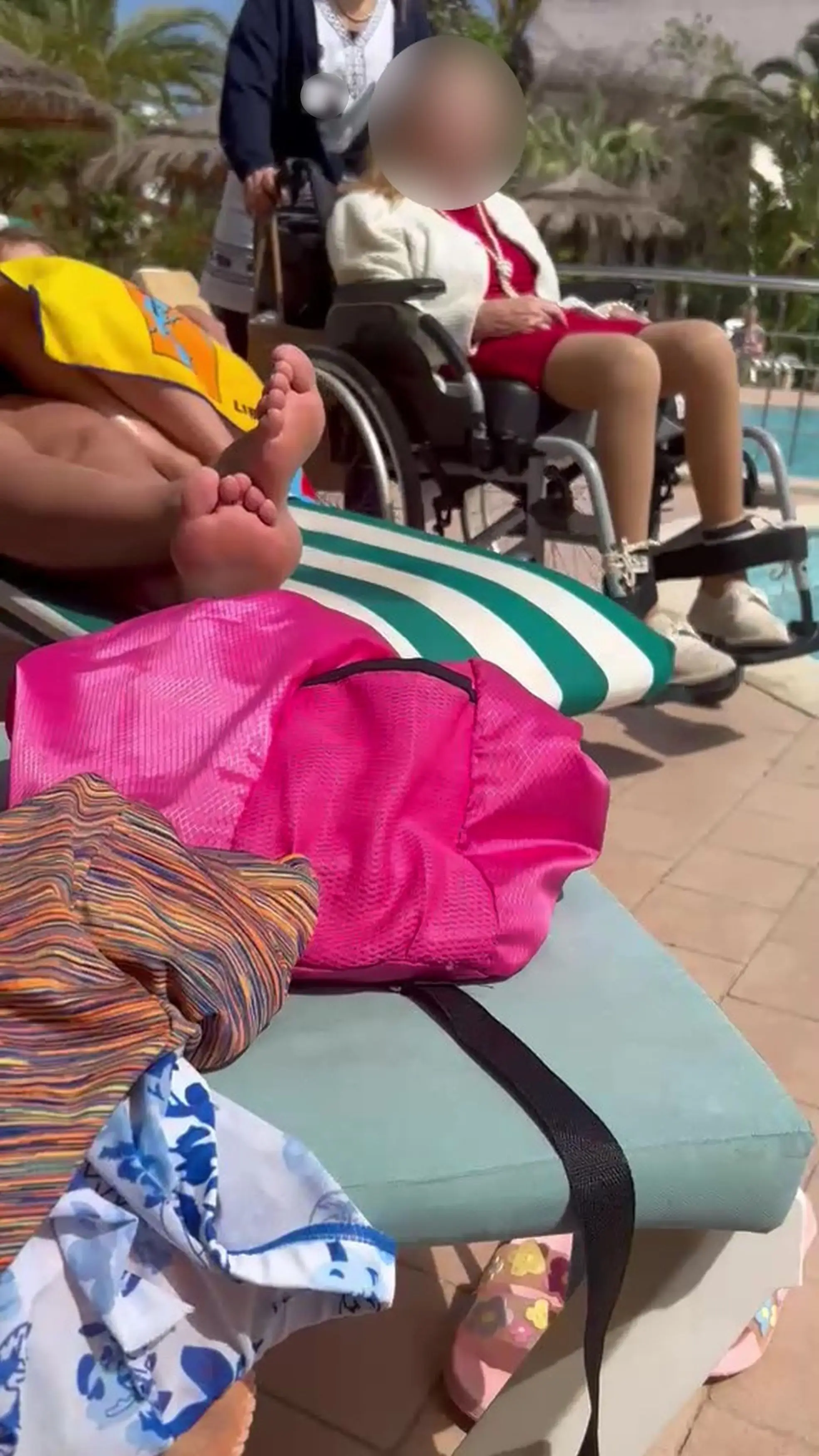 She claims elderly residents were wheeled past their sunbeds. (Kennedy News and Media)